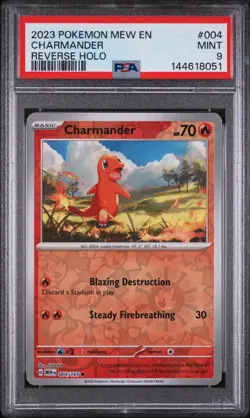2023 POKEMON MEW EN-151 REVERSE HOLO #004 CHARMANDER PSA 9 - Image 1