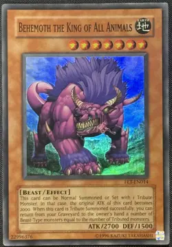 Yugioh Behemoth the King of All Animal Unlimited Edition Super Rare FET-EN014 LP - Image 1