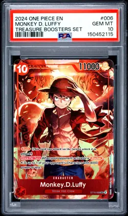 2024 One Piece EN Monkey D. Luffy ST10-006 SR Treasure Boosters Set PSA 10 - Image 1