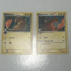 Pokemon EX CRYSTAL GUARDIANS Charmander 49/100 Charmeleon 30/100 PAIR LP-MP Card - Image 1