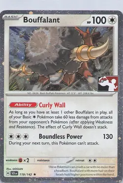 Bouffalant Rare Prize Pack Series Cards 119/142 Cosmo Holo NM - Image 1