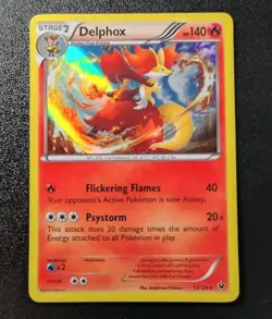 Pokemon Fates Collide Delphox Holo Rare Card 13/124 LP - Image 1