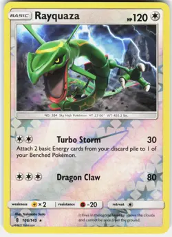 Pokemon Rayquaza 106/145 Rare Guardians Rising Pokemon Reverse Holo Near Mint - Image 1