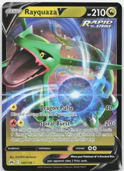 Rayquaza V 100/159 Holo V Rare Crown Zenith Pokemon Holo Near Mint - Image 1