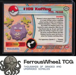 Koffing 109 - 2000 Topps Pokemon TV Animation Edition Series 2 - (NM) - Image 2