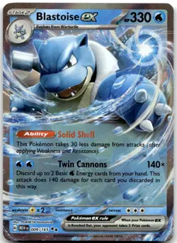 BLASTOISE EX 009/165 -- NEAR MINT -- DOUBLE RARE 151 POKEMON HOLO -- - Image 1