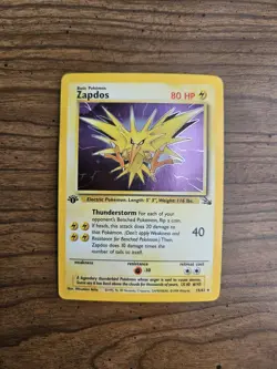 Zapdos 15/62 Fossil 1st Edition Holo Rare MP - Image 3