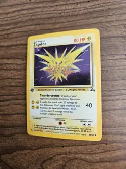 Zapdos 15/62 Fossil 1st Edition Holo Rare MP - Image 4
