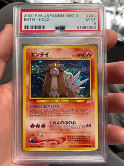 2000 Pokemon Japanese Neo 3 Entei Holo Japanese PSA 9 #244 Mint - Image 1