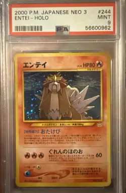 Pokemon 2000 Japanese Neo 3 Entei Holo #244 PSA 9 Graded Card - Image 1
