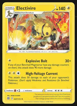 SWSH09: Brilliant Stars Electivire #047/172 Rare Pokemon Card - Image 1