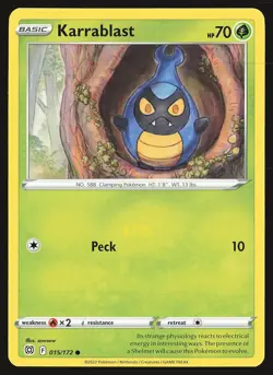 SWSH09: Brilliant Stars Karrablast #015/172 Common Pokemon Card - Image 1