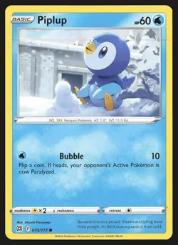 SWSH09: Brilliant Stars Piplup #035/172 Common Pokemon Card - Image 1