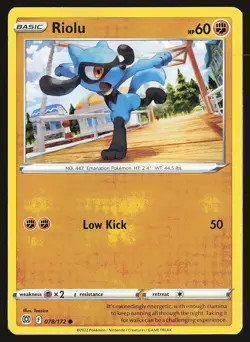 SWSH09: Brilliant Stars Riolu #078/172 Common Pokemon Card - Image 1