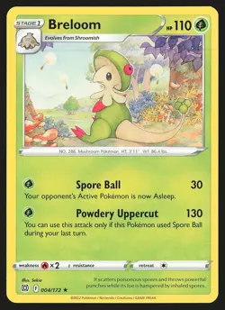 SWSH09: Brilliant Stars Breloom #004/172 Rare Pokemon Card - Image 1