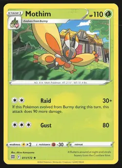 SWSH09: Brilliant Stars Mothim #011/172 Rare Pokemon Card - Image 1