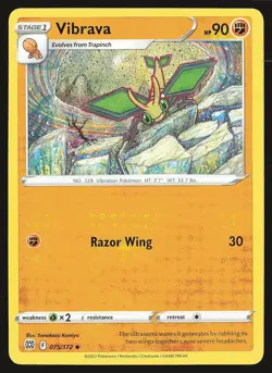 SWSH09: Brilliant Stars Vibrava #075/172 Uncommon Pokemon Card - Image 1