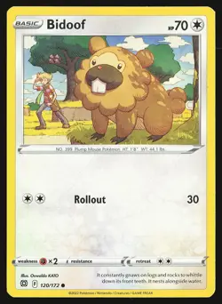 SWSH09: Brilliant Stars Bidoof #120/172 Common Pokemon Card - Image 1