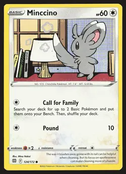SWSH09: Brilliant Stars Minccino #124/172 Common Pokemon Card - Image 1