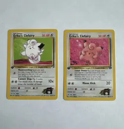 Pokemon TCG 1st Edition Erika’s Clefairy 2-card Lot 25/132 40/132 NM - Image 1