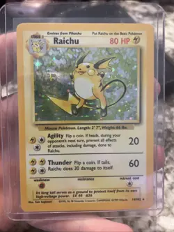 Pokemon TCG Base Set Raichu Holo Card 14/102 Unlimited Holo Rare - Image 1