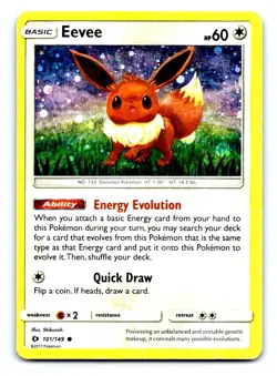 Eevee 101 Common Holo SM Base Set Pokemon MP - Image 1