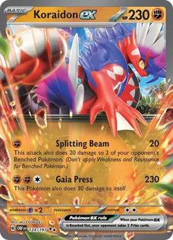 Pokemon - Koraidon ex - 124/197 - SV Obsidian Flames - Half Art Card - Image 1