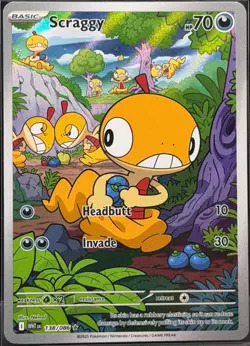 2025 Pokemon White Flare Scraggy Illustration Rare #138/086 - Image 1