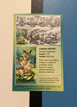 Pokemon TCG: Leafeon Mini Tin Info Card - Prismatic Evolutions 0470 - Image 2