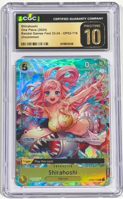 2024 One Piece Shirahoshi OP03-116 Bandai Fest 23-24 CGC 10 Pristine English - Image 1