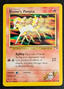 Blaine's Ponyta 63/132 Common Gym Heroes Pokemon Unlimited Lightly Played - Image 1