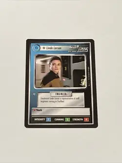 Star Trek CCG Personnel Federation Linda Larson Common Black Boarder Card - Image 1