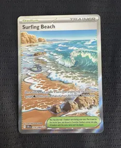 Surfing Beach 114/086 Holo Ultra Rare Chaos Rising NM Full Art Pokemon Card - Image 1