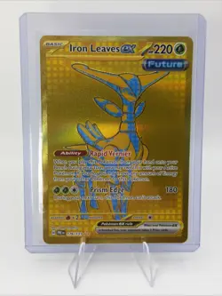 Pokemon TCG Iron Leaves EX Prismatic Evolutions Holo Card 176/131 Gold - Image 1