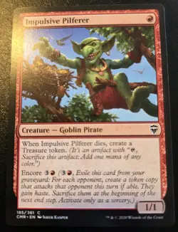 Impulsive Pilferer 185/361 Common Commander Legends Magic: The Gathering - Image 1