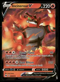 Incineroar V 008/073 Holo V Rare Champion's Path Pokemon NM - Image 1