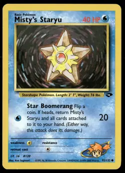Misty's Staryu 92/132 Common Gym Challenge Pokemon Unlimited MP - Image 1