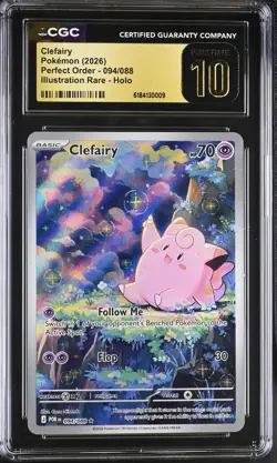 CLEFAIRY #094 2026 POKEMON PERFECT ORDER ILLUSTRATION RARE CGC 10 PRISTINE - Image 1