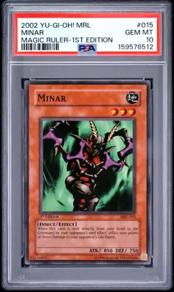 2002 YU-GI-OH! MRL-MAGIC RULER 1ST EDITION #015 MINAR PSA 10 - Image 1