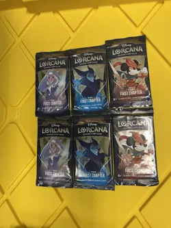 Disney Lorcana TCG First Chapter 6 Packs Sealed New In Hand In Hand Ready - Image 1