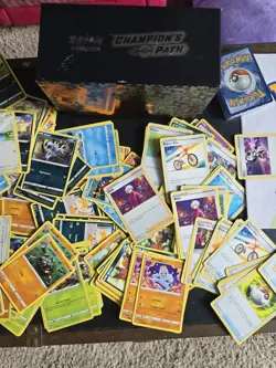 Pokemon Card Lot: 100+ Cards + Unopened Sealed Deck & Storage Box - Image 3