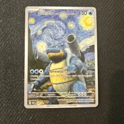 Pokemon Blastoise Starry Night Van Gogh Black Star Trading Card Fan Art - Image 1
