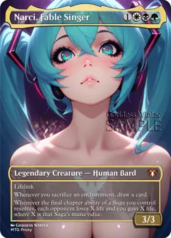MTG - Narci, Fable Singer - Fanart Borderless Style - EDH / Playtest - Image 1
