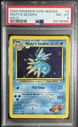 2000 Pokemon Gym Heroes Misty’s Seadra #9 English Holo 9/132 - PSA 8 - Image 1