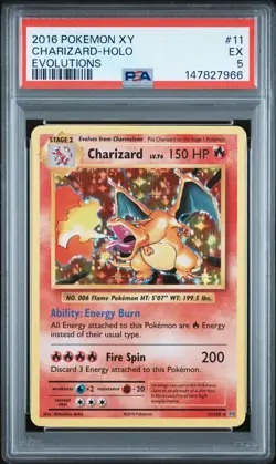 2016 Pokemon Xy Evolutions Charizard Holo Evolutions PSA 5 #11 - Image 1