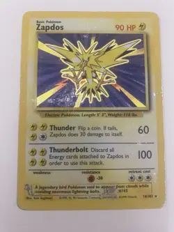 Zapdos Base Set 16/102 Holo Rare - 1999 WOTC Vintage Pokemon 1A - Image 1