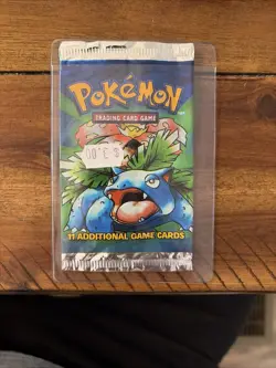 Pokemon Unlimited Base Set Booster Pack Venusaur Artwork Vintage EMPTY WRAPPER - Image 1