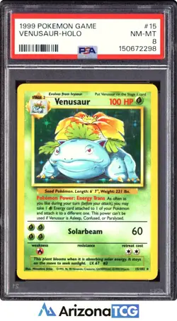 Pokemon 1999 Venusaur 15/102 Holo Base Set PSA 8 - Image 1