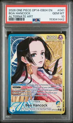 PSA 10 GEM MT Boa Hancock #041 Alternate Art – 2026 One Piece TCG EN OP14-EB04 - Image 1