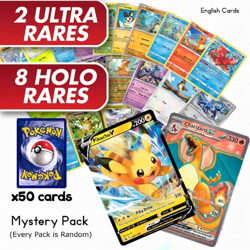 Pokemon Card Lot 50 OFFICIAL TCG Cards + 2 Ultra Rare | VMAX GX EX VSTAR OR V! - Image 1